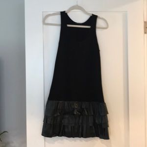 Theory Drop Waist Dress with Leather Skirt